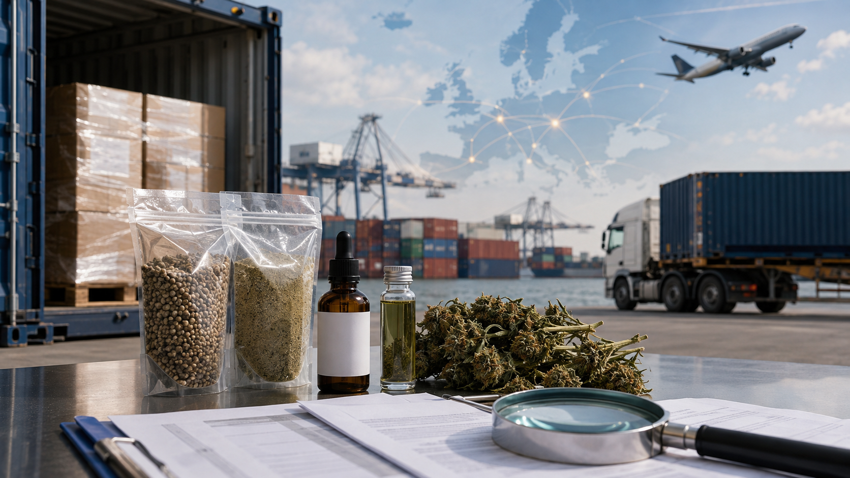 imagen representando las exportaciones de productos de cannabis entre paises de la uee